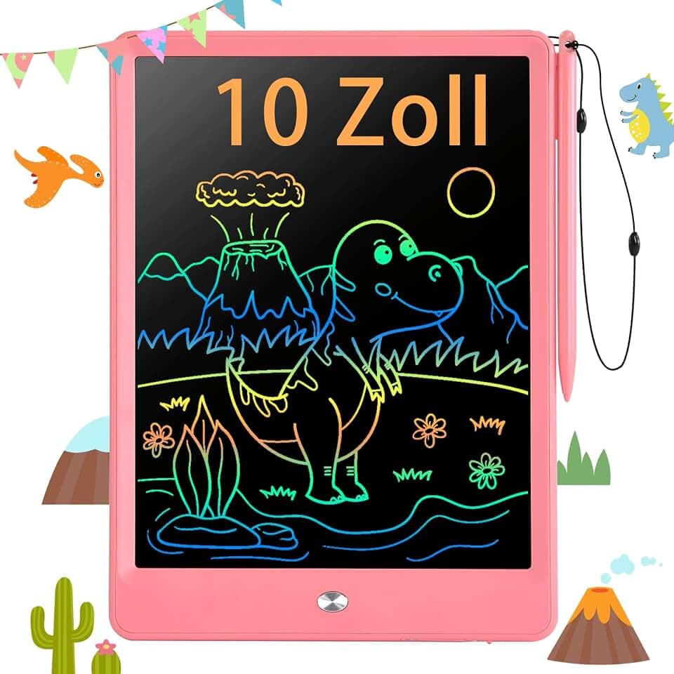 EooCoo LCD Schreibtafel für Kinder Zeichenbrett 10 Zoll Bildschirm,Beschäftigung Autofahrt Kinder,Maltafel Zaubertafel,Lernspielzeug Geschenke für 3 4 5 6 7 Jungen Mädchen Rosa