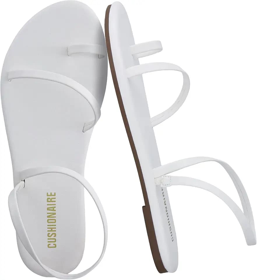 CUSHIONAIRE Chai Strappy Flip Flops for Women, Comfortable Casual Women Sandals with Memory Foam