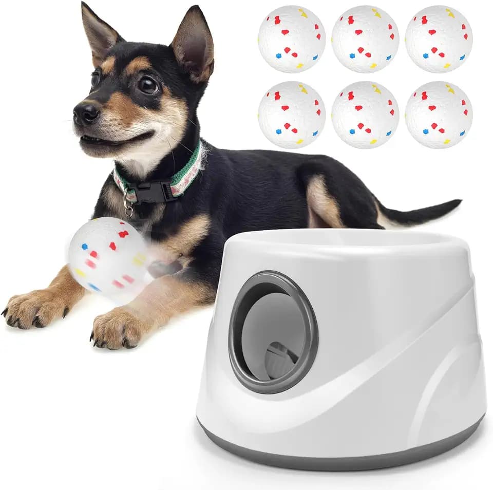 Automatic Ball Thrower for Dogs, Ball Launcher for Dogs - 2.3" Dog Balls * 6Pack (Grey)