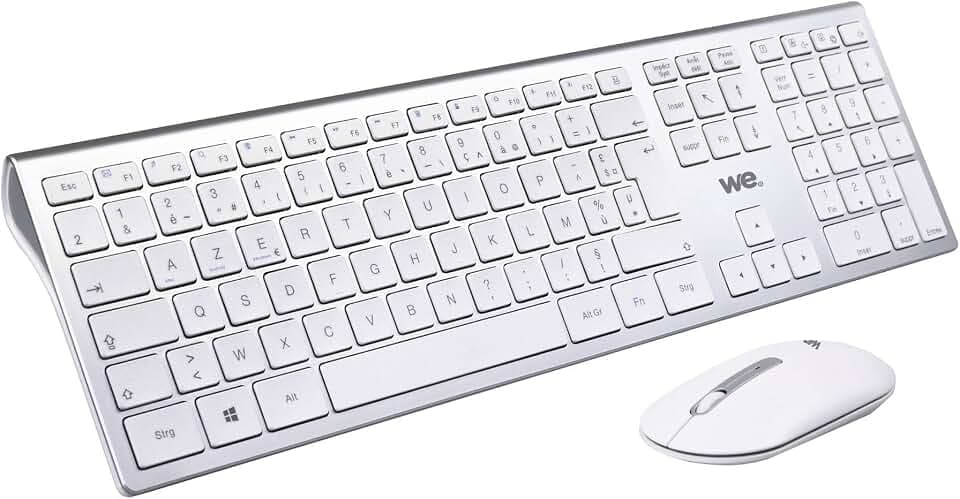 WE Bundle Tastatur Maus, kabellos, wiederaufladbar, 2,4 G, BT Weiß