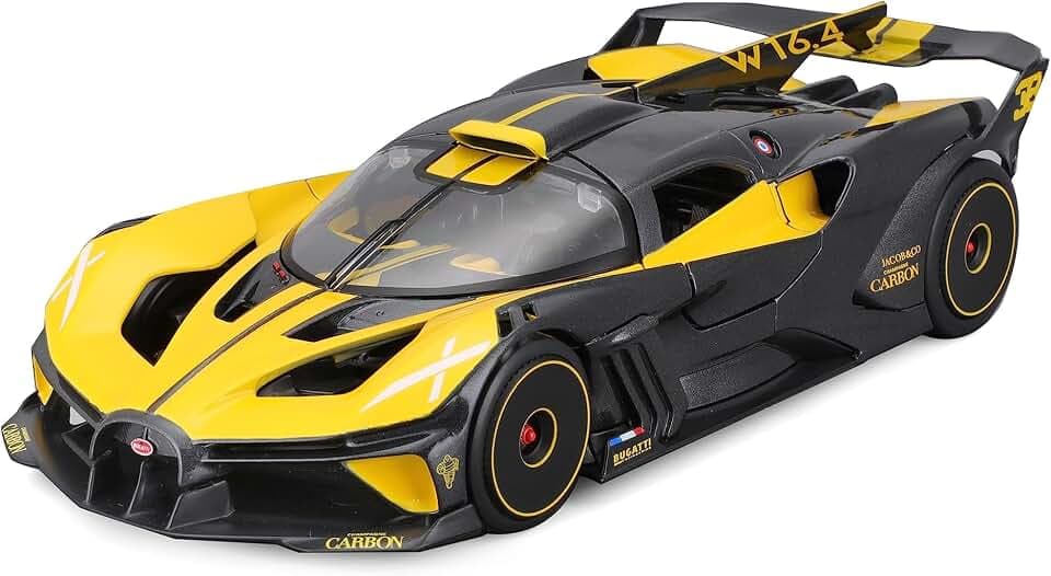 MAISTO Bugatti Bolide Special Edition, gelb - Modellauto 1:24 Originalgetreues Sammlerauto Spielzeugauto mit beweglichen Lenkrad, Türen & Haube, ab 3 Jahren (532911Y)