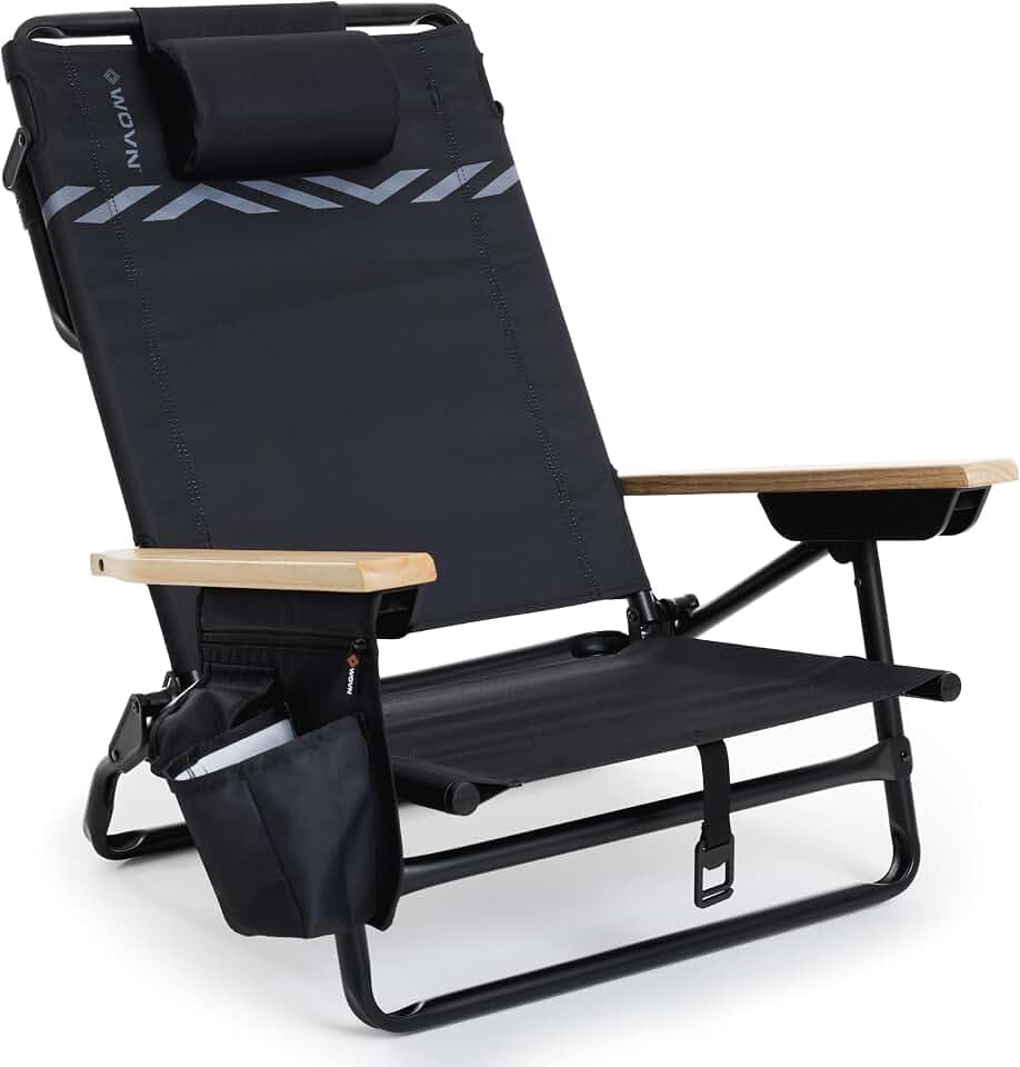 WOVN Premium Reclining Beach Chairs - Foldable with Shoulder Backpack Strap
