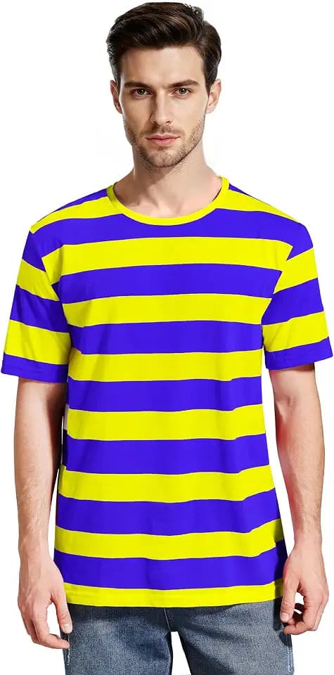 Wide Striped T Shirt for Men Sailor Tee Red White Black Navy Stripes Top Basic