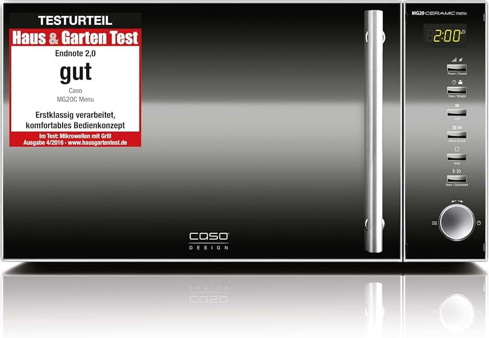 CASO MG20 Ceramic menu, Mikrowelle mit Grill, ohne Drehteller, 1000 Watt