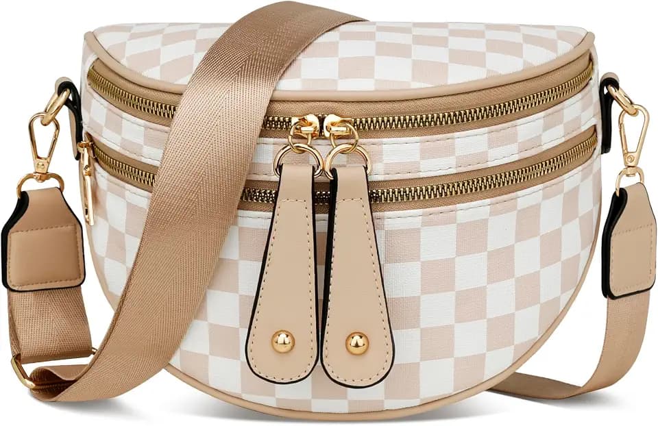 KKXIU Crossbody Bags for Women Vegan Leather Travel Bum Bag