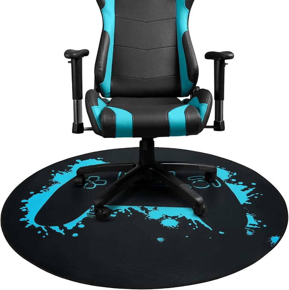 Gaming-Stuhlmatte 119 cm runde Stuhlmatte für Hartholzboden Gaming Teppiche Bürostuhl Teppich Stuhlmatte Teppich Antirutsch-Bodenschutz für Spielzimmer Home Office