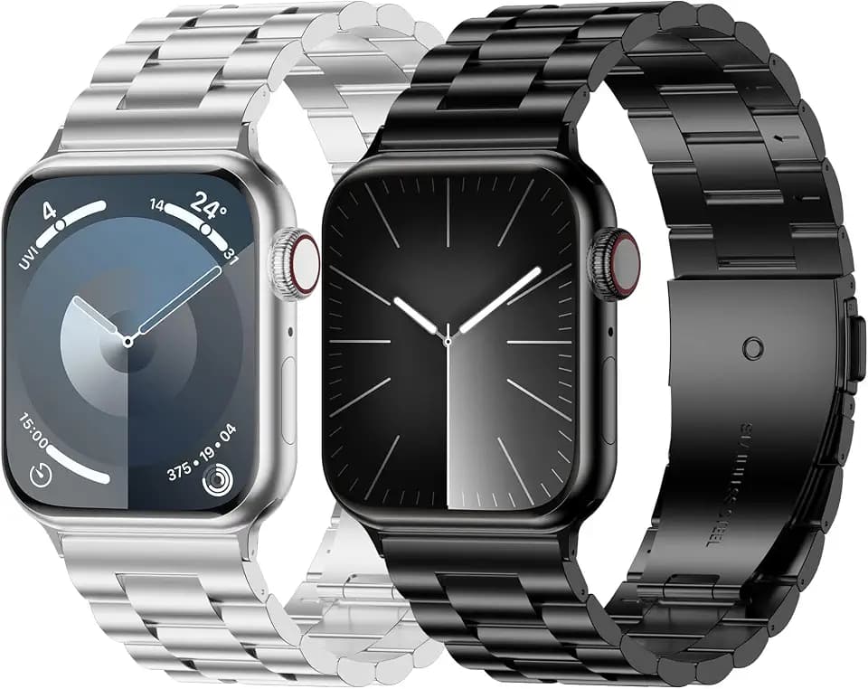 Wolait Compatible with Apple Watch Ultra 3 Ultra 2 Bands 49mm 46mm 45mm 44mm 42mm 41mm 40mm 38mm, 2 Pack Metal Stainless Steel Band for iWatch Series 11-1 SE3/2/1 Men Women