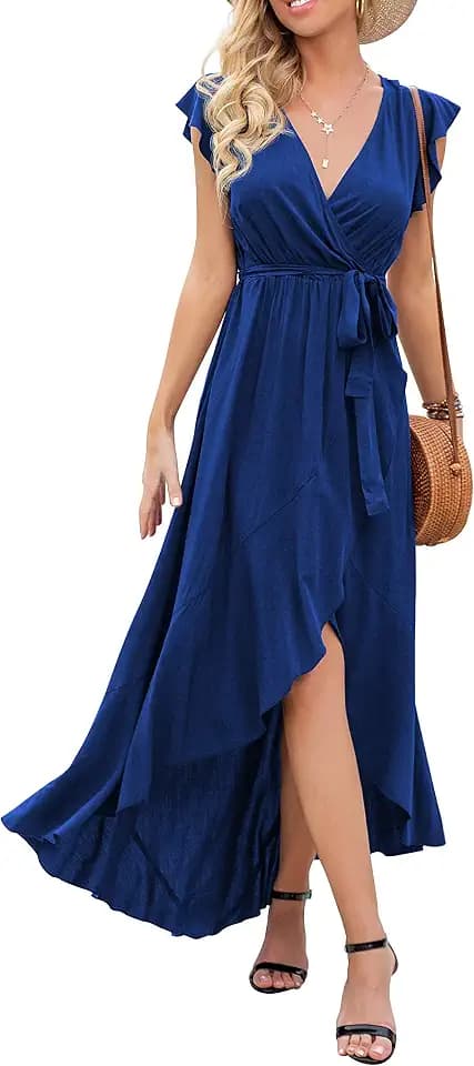 GRECERELLE 2026 Womens Spring Summer Bohemian Flowy Cross V-Neck Maxi Dress
