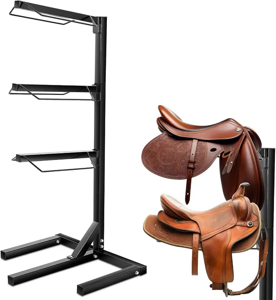 Abbylike 3 Tier Saddle Rack, Heavy Duty Horse Tack Blanket Pad Stand