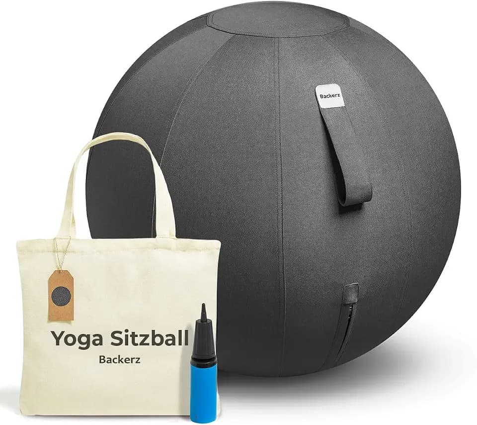 Backerz Sitzball - Ergonomische Sitzmöbel für Büro und Heimbüro - Langlebiger Stoff, Gymnastikball - Fitness-Ball, Ballstuhl mit Ballauflage - Waschbarer Leinenbezug