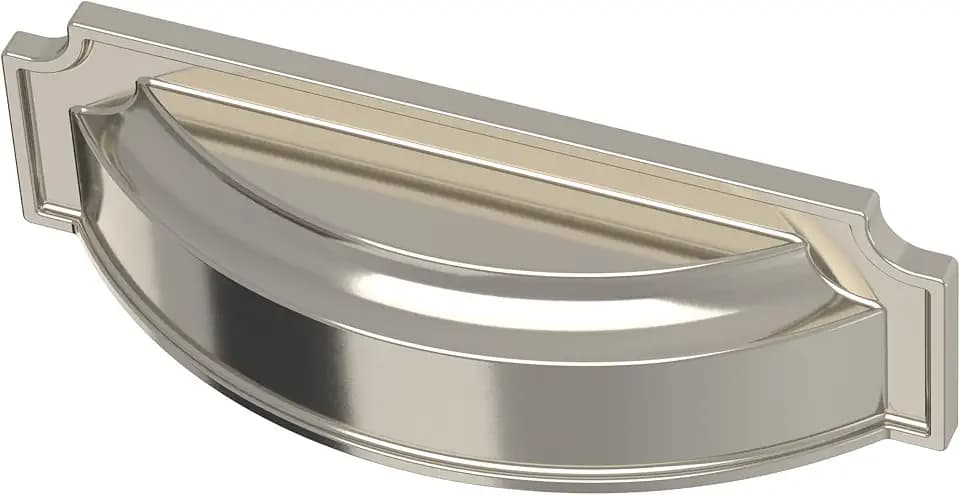 Franklin Brass 10 Pack Polished Nickel Cabinet Handles 3 inch or 3-3/4 inch (76mm or 96mm) Kitchen Cabinet Handles and Drawer Pulls for Cupboards and Dressers |Notched Backplate