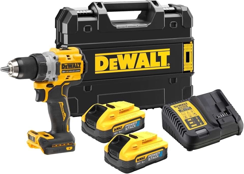 DEWALT DCD800H2T-QW Akku-Bohrmaschine mit Batterie mit Ladegerät bürstenloser Motor Akku
