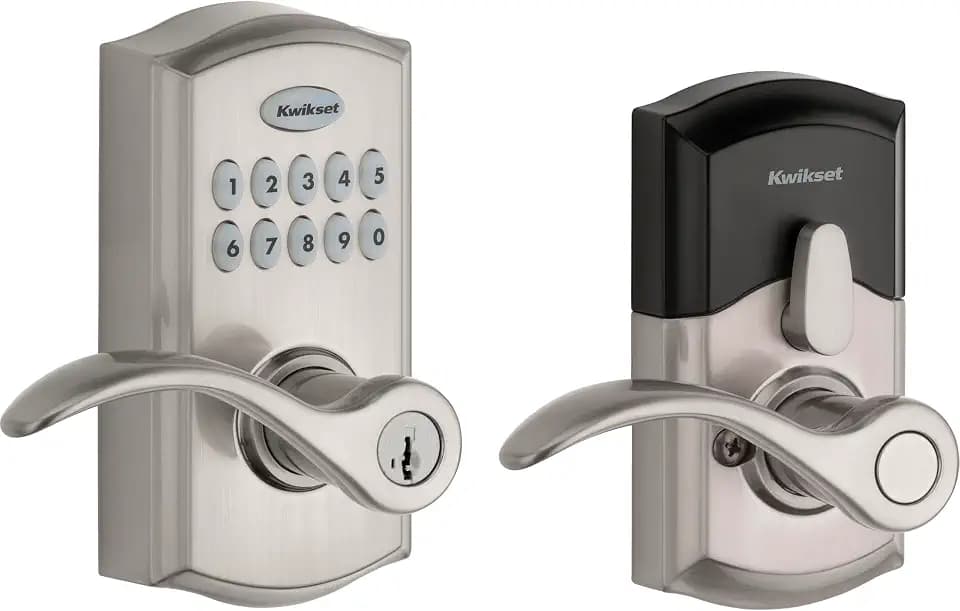 Kwikset 955PML-15S Pembroke Lever Commercial Grade Electronic Smartcode Lever Lock with SmartKey Satin Nickel Finish