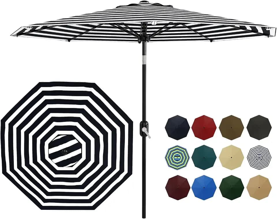 Garvee 9FT Patio Umbrella 8 Sturdy Ribs Outdoor Table Umbrella