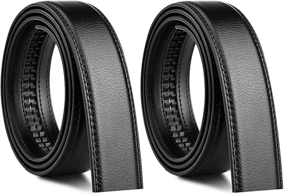 2er-Pack Herren Gürtel Ohne Schnalle, Leder Automatik Gürtel Ersatz Ledergürtel (120cm)