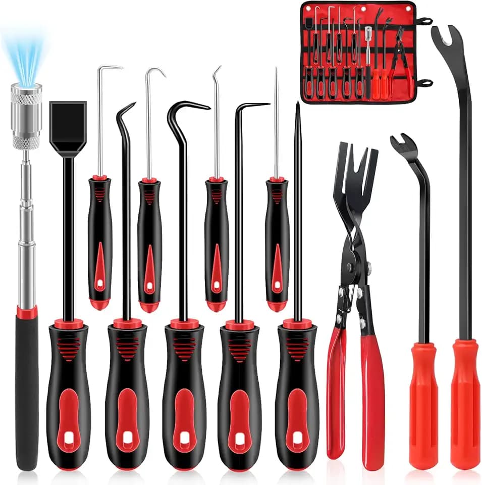 13 PCS Precision Pick and Hook Tool Set & Clip Removal Tool Fastener Red