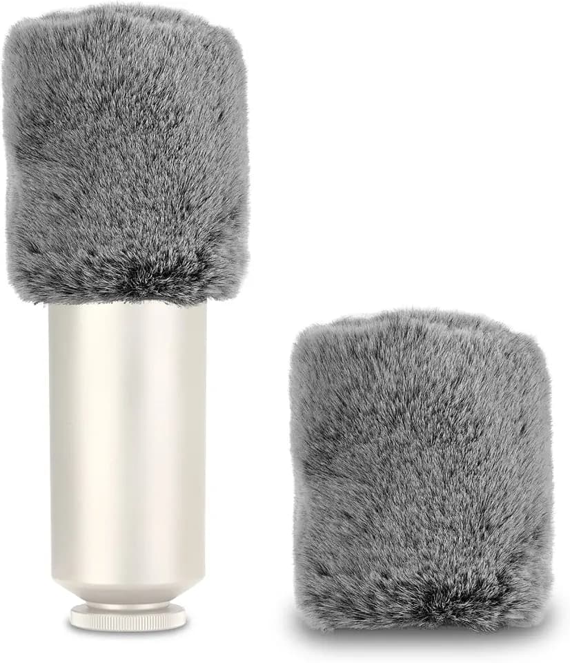 Geekria for Creators Furry Windschutz kompatibel mit RODE NT1, NT1-A, NT2-A, NT1000, NT2000, K2 Mic DeadCat Windschutz Muff, Windbuster, Windjammer, Fluff Cover Windschutz (Grau / 2 Stück)