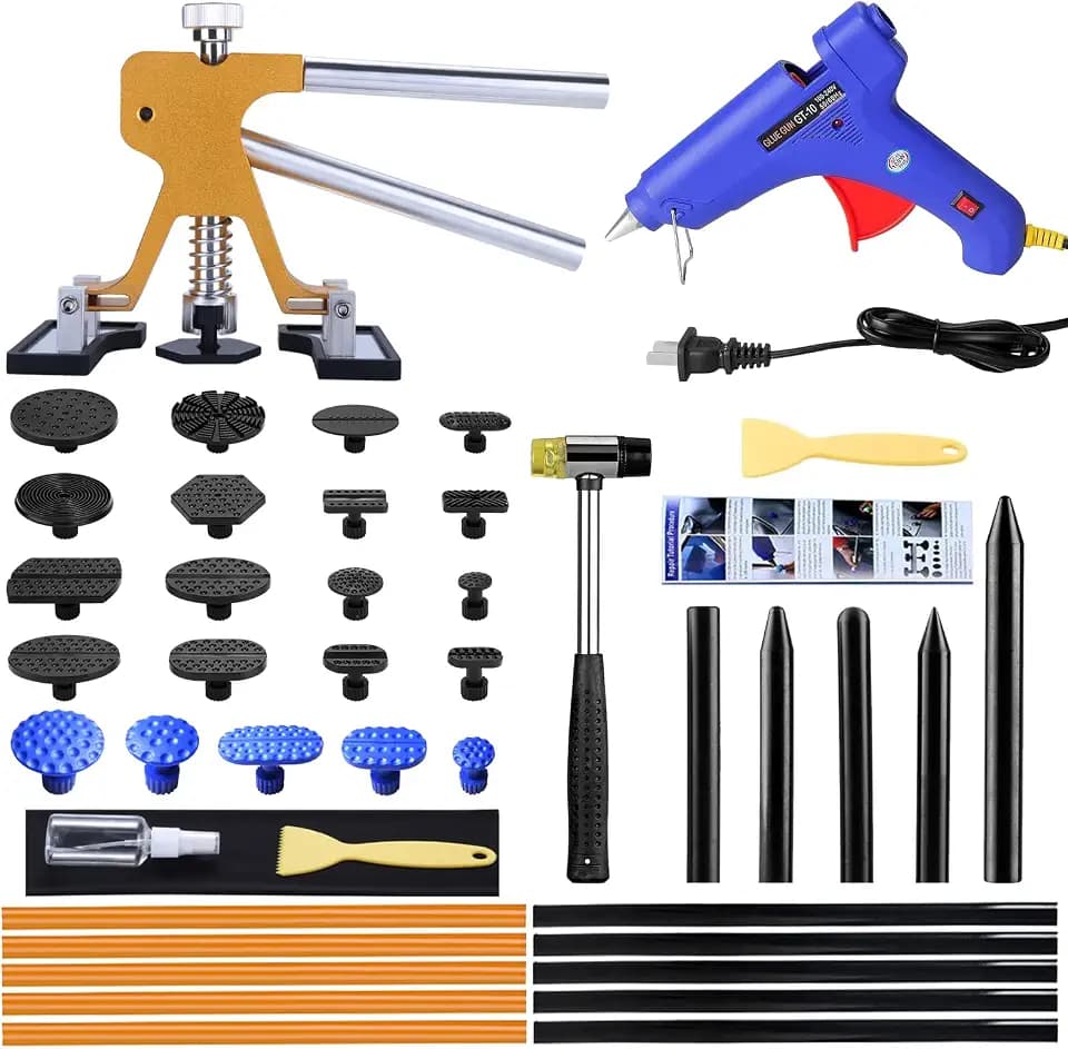 GLISTON Auto Dent Puller Kit - Adjustable Golden Dent Remover Tools Paintless Dent Repair Kit Dent Lifter Puller for Car Small Dent/Ding Hail Dent Removal