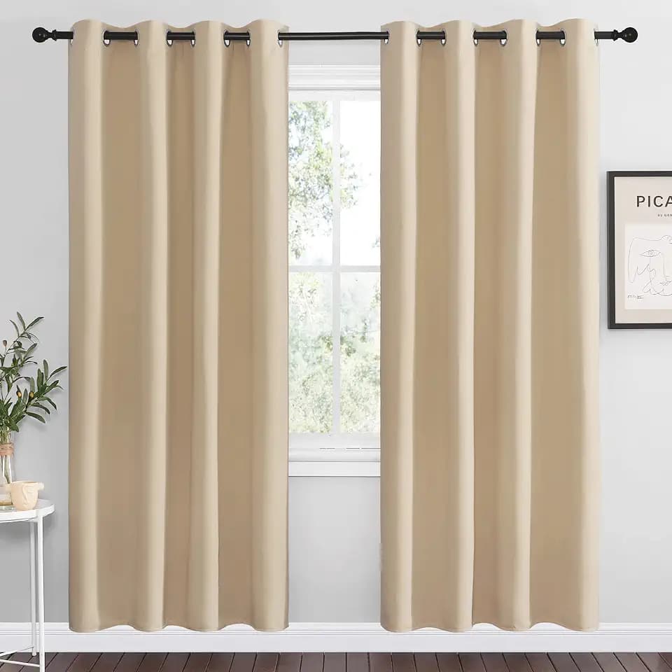 NICETOWN Biscotti Beige Blackout Curtains for Bedroom 55" x 78" 2 Panels
