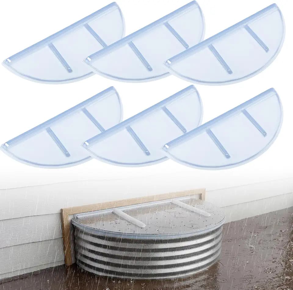 MorningRo 6 Pcs Basement Window Well Covers 39" x 17" x 2.5" Round Flat Outside Plastic Egress Window Well Cover for Snow Rain Weather Against Outdoor Use