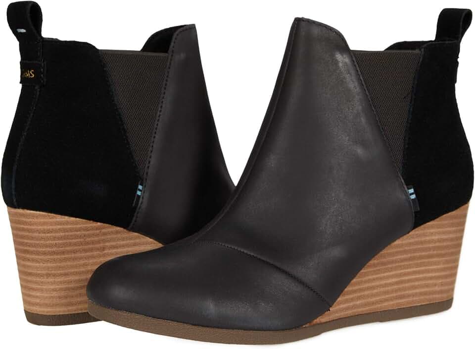 TOMS Kelsey Damen-Casual-Stiefel, knöchelhoch, mittelhoher Absatz 5–7,6 cm, Schwarz