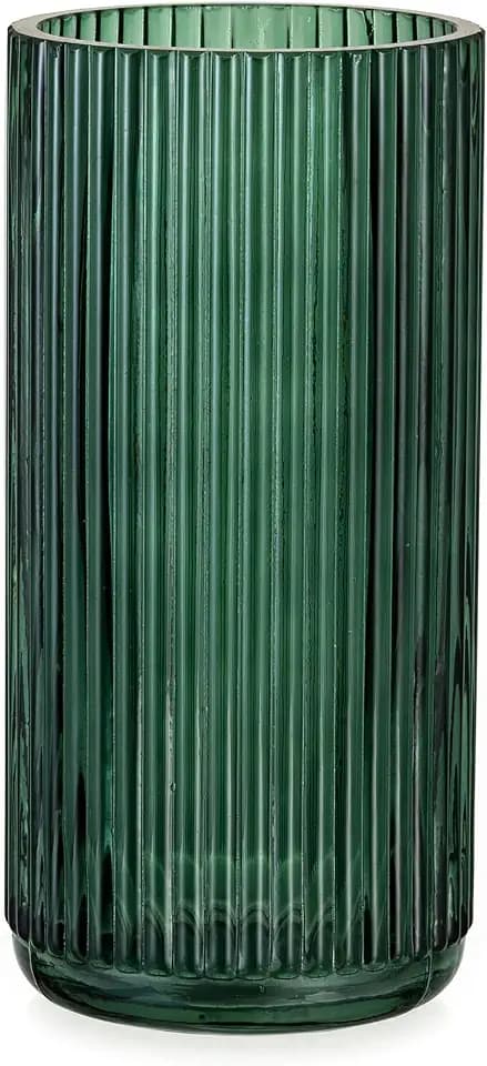 Hewory Blumenvase Glas 20cm Große Vase Grün Glasvase für Tischdeko