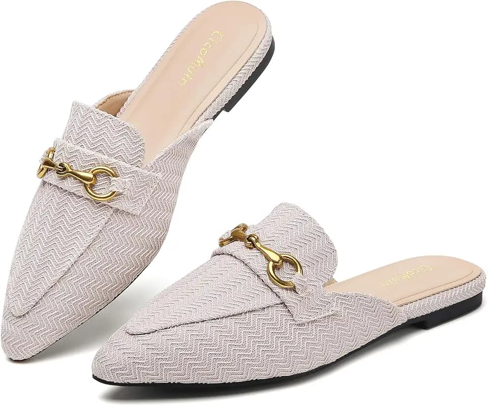 Buckle Mules for Women Loafers Flats Shoes for Work Office