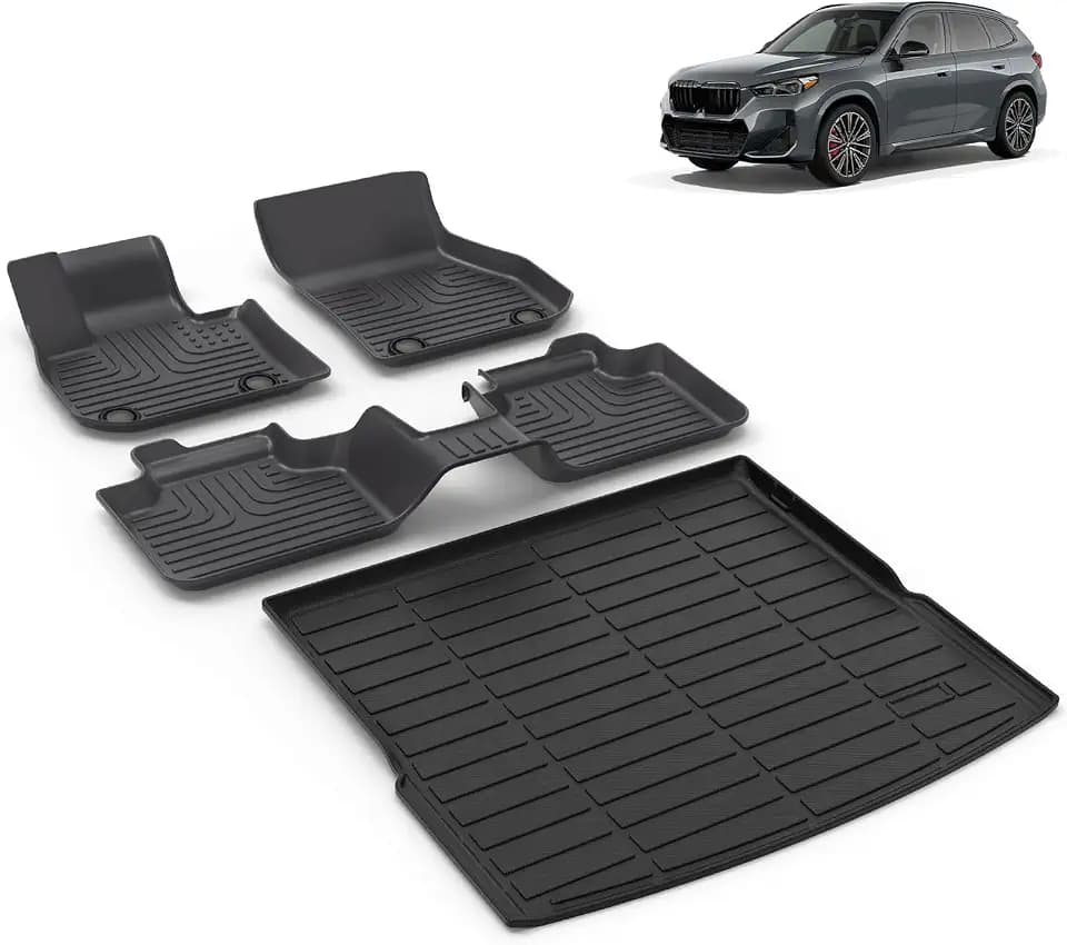 All Weather Car Floor Mats & Cargo Liner Set Fit for X1 M35i 2023 2024 2025 2026 Floor Liners Trunk Liner X1 28i Cargo Mat Accessories Black