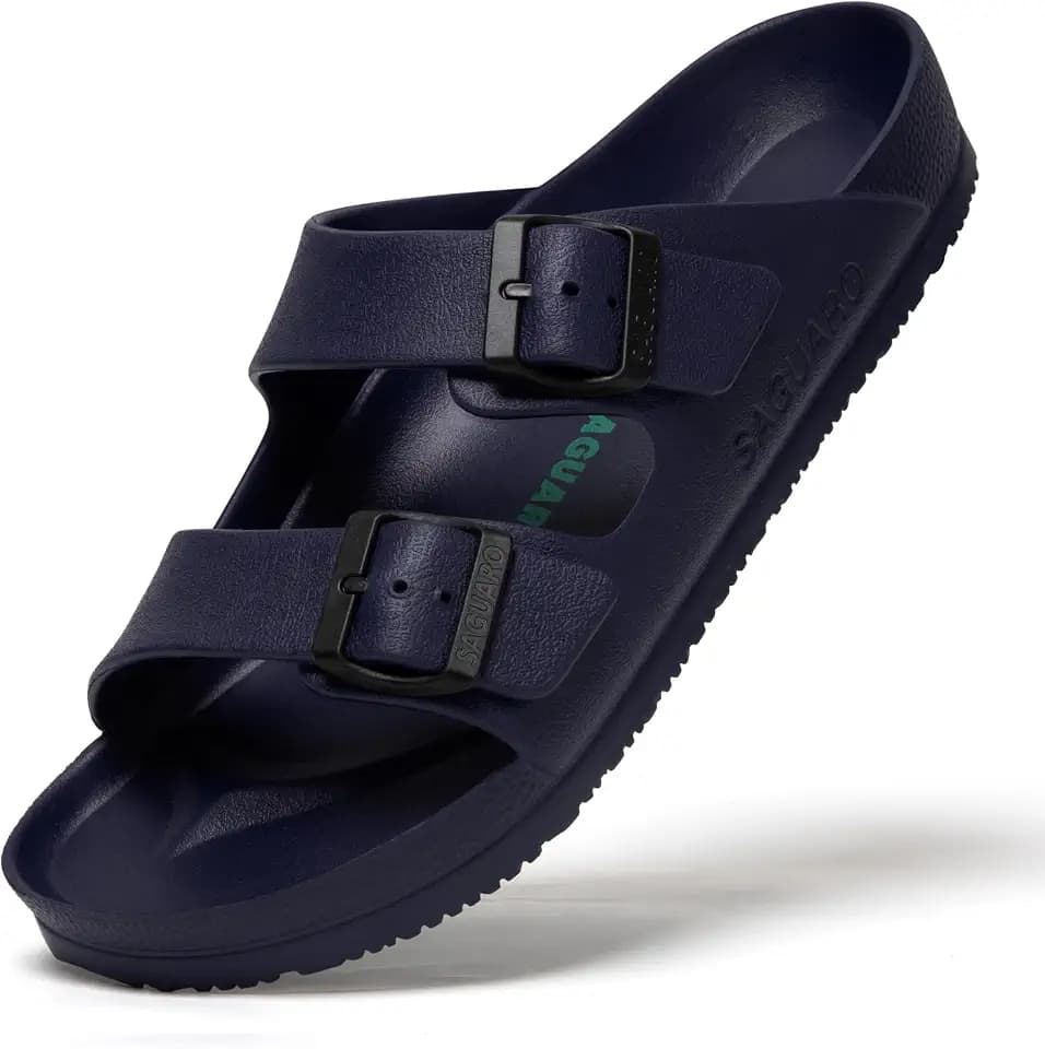 SAGUARO Hausschuhe Herren Damen Leicht Elastisch Pantoletten Klassisch Badschuhe Unisex Erwachsener Sandalen, Haus Dunkelblau 40