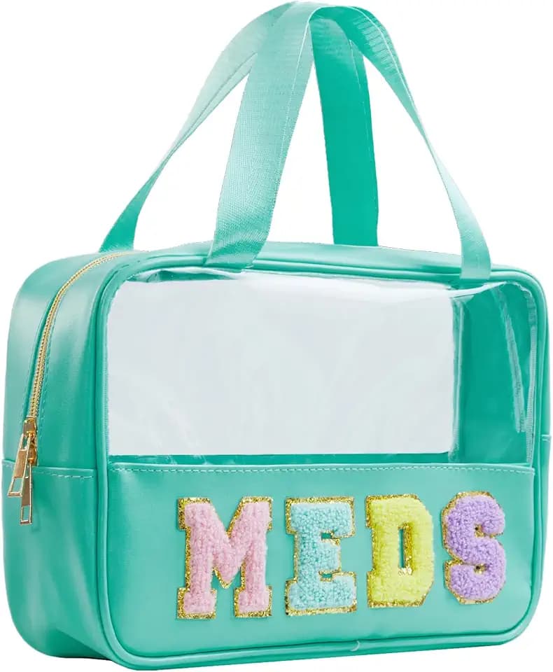 Medicine Bag Chenille Letter Nylon Medicine Bag for Traveling Meds Bags Preppy Patch Makeup Pouch Cosmetic Toiletry Storage Bags for Women (STB-LV-MEDS, STB-LV-MEDS)