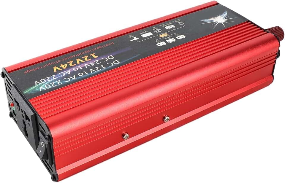 4000W Wechselrichter 12V/24V auf 220V, Auto Spannungswandler mit 2 USB-Anschlüssen und LCD-Display, Leistungsstarker Solar-Inverter für Wohnmobil, LKW, Boot