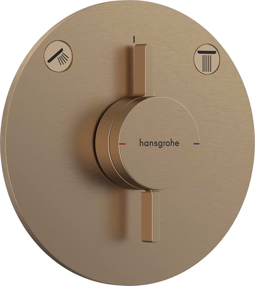 hansgrohe DuoTurn S - Duscharmatur Unterputz für 2 Verbraucher, Mischbatterie Dusche rund, Einhebelmischer für iBox universal 2, Brushed Bronze