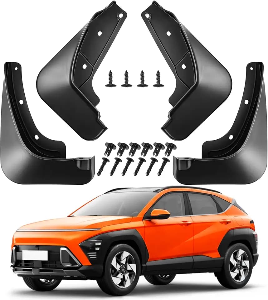 Mud Flaps for Hyundai Kona 2024 2025 Accessories,Upgraded Front Rear Splash Guards Compatible with Kona,All Weather 4PCS No Drilling Mudflaps Tire Splash(NO for N Line Model)