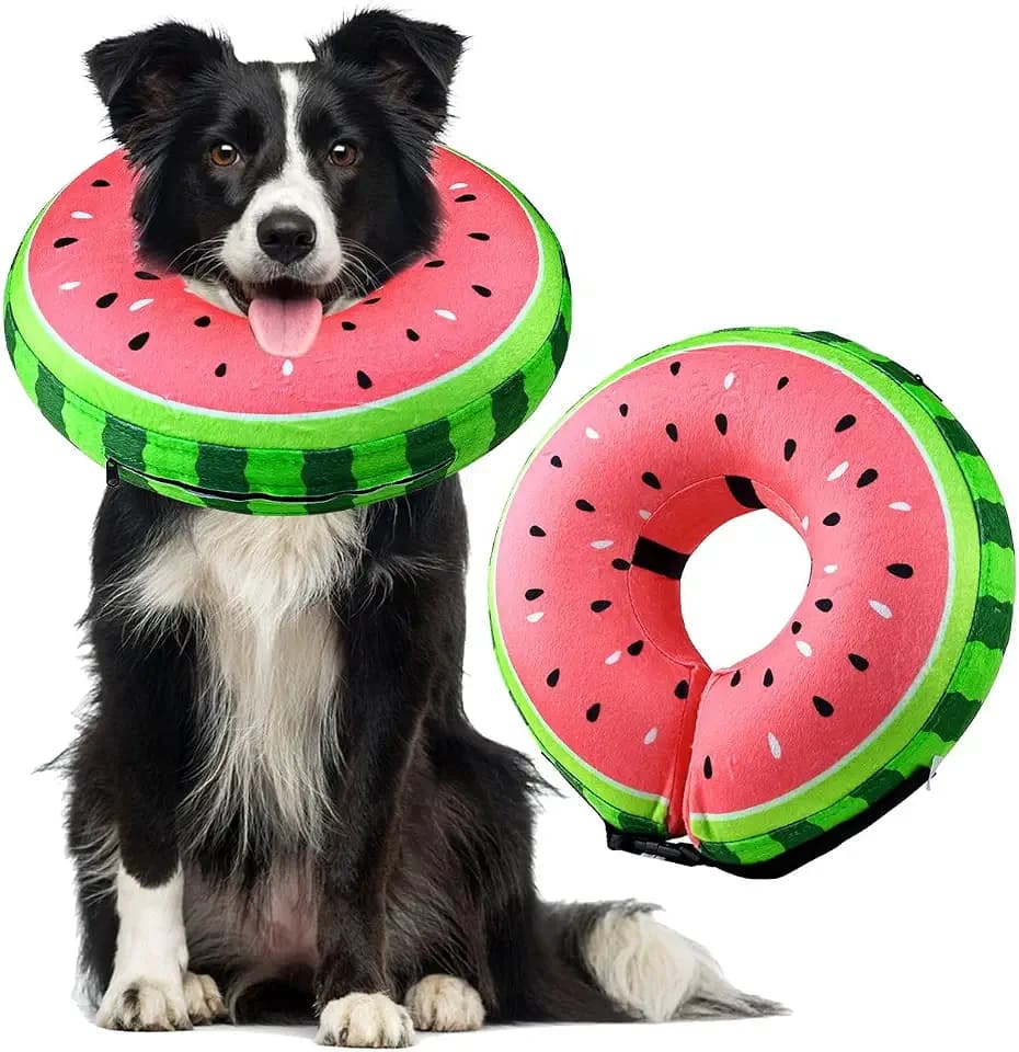Aufblasbare Halskrause Hund & Halskrause Katze, FWLWTWSS Schutzkragen Hund mit Verstellbarer Schnalle, Hundekragen Leckschutz für Genesung nach Operationen oder Wunden, Leckschutz für Hunde(L)