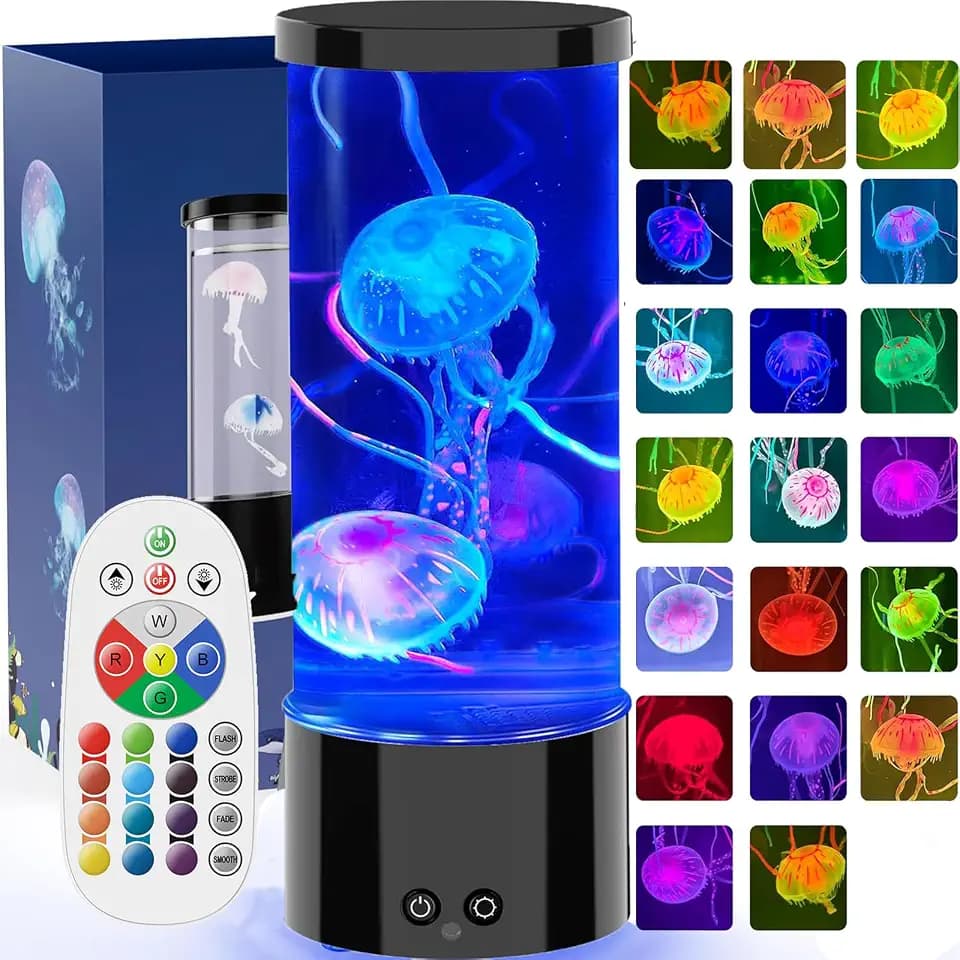 AONESY Quallen Lampe 30cm - 17 Farben LED mit Fernbedienung Jellyfish Lamp