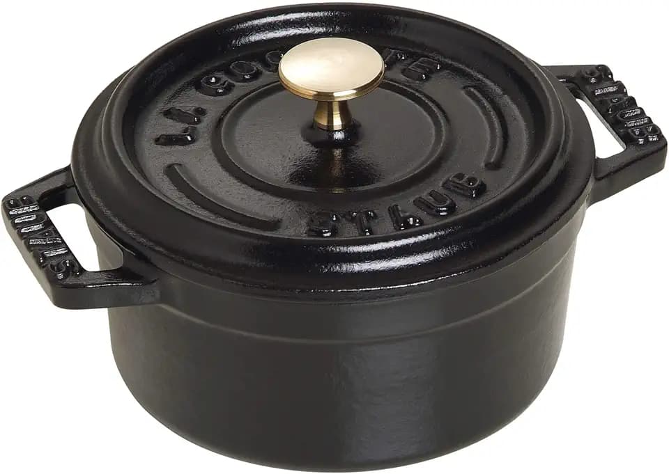 STAUB Mini Cocotte, Gusseisen Bräter, 10 cm, 0,25 L, Alle Herdarten inkl Induktion, Rund, Made in France, Schwarz