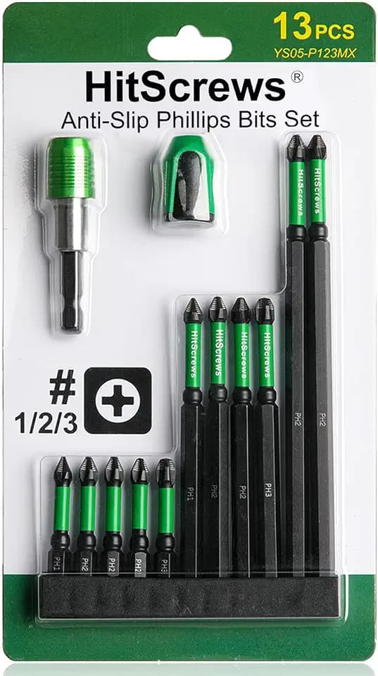 13 Pcs Mixed PH1, PH2, PH3 Magnetic Screwdriver Bits Set – New Anti-Slip Laser Etched Grips, Impact Resistant S2 Steel Phillips Bit Set, Includes Screwdriver Magnetizer and Magnetic Bit Holder
