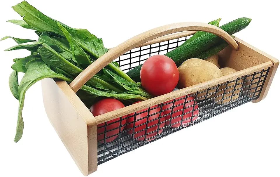 Garden Hod Harvest Basket, Durable Wooden Gardening, Supply Suitable For Kitchen, Picnic And Outdoor Picking