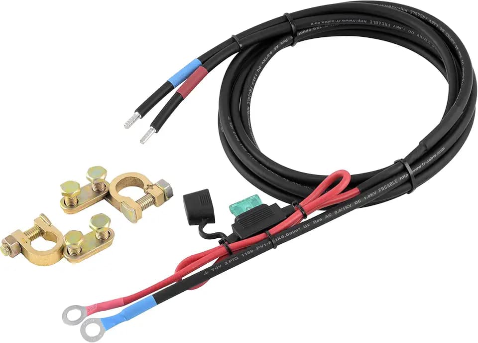 enjoysolar 6mm² Batteriekabel Solarladeregler und Batterie mit Sicherung M8-Ringösen (30A 6mm² + Polklemmen M8)