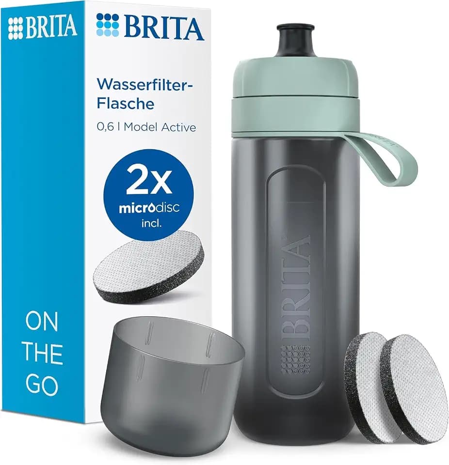 BRITA Sport-Wasserfilter-Flasche Model Active (600ml), 2x MicroDisc Filter
