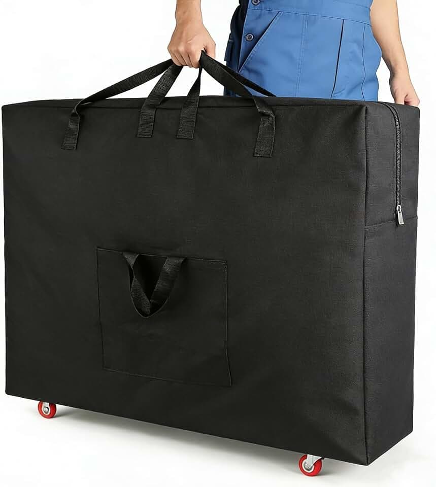 Qivine Tragetasche für Mobile Massageliege mit Rädern, Transporttasche für Klappbare Massageliegen, Massagetisch-Aufbewahrungstasche mit Tragegriffen, Leichterer Transport, 95x73x22cm
