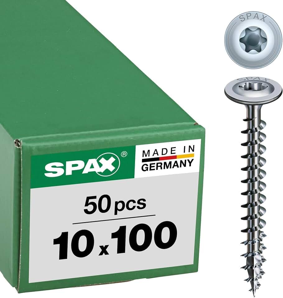SPAX Holzbauschraube, 10, 0 x 100 mm, 50 Stück, T-Star Plus, Tellerkopf, Teilgewinde, 4CUT, Wirox A3J, 0251021001005, 10 Stück, 251011001005