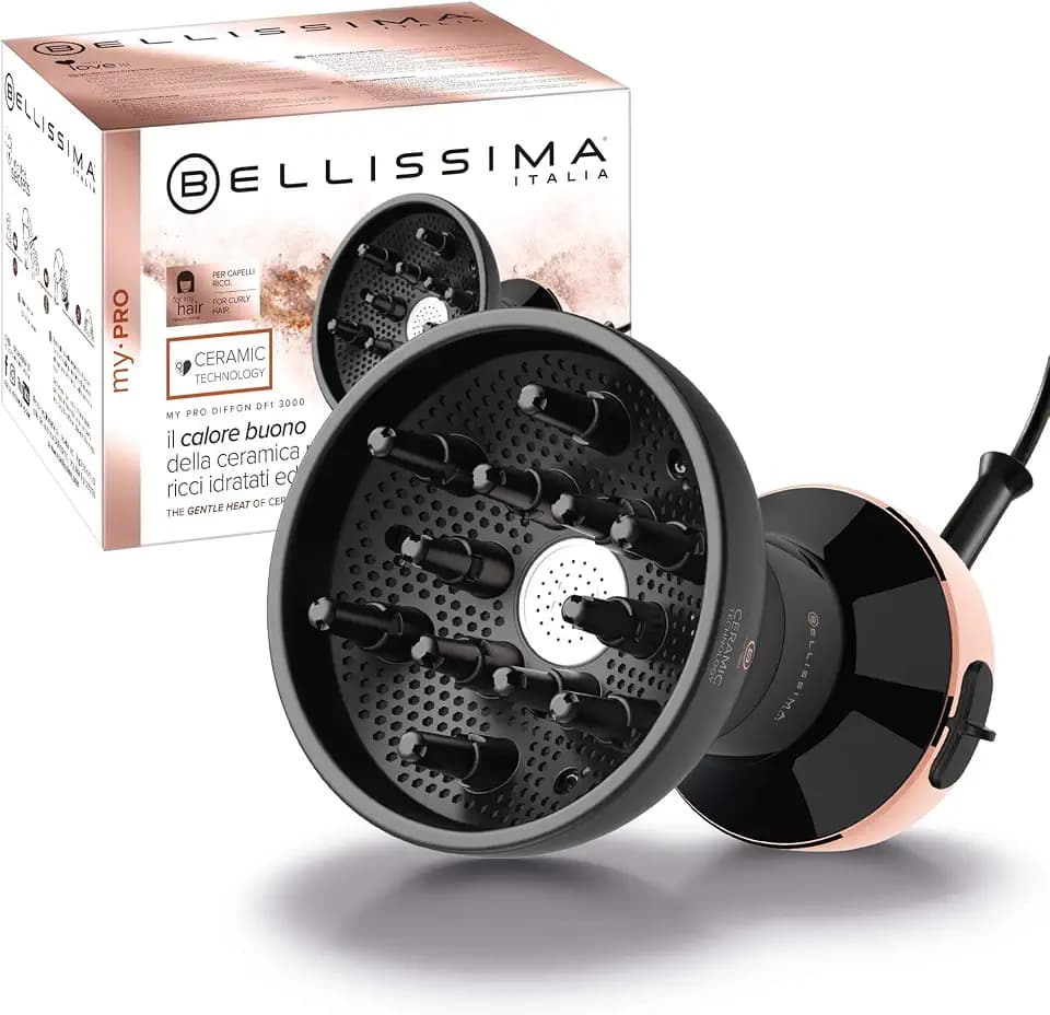 BELLISSIMA My Pro Diffon Ceramic DF1 3000, Heißluftdiffusor für lockiges Haar, Keramiktechnologie, 700 W, 2 Luft/Temperatur-Kombinationen, ohne Kraus-Effekt