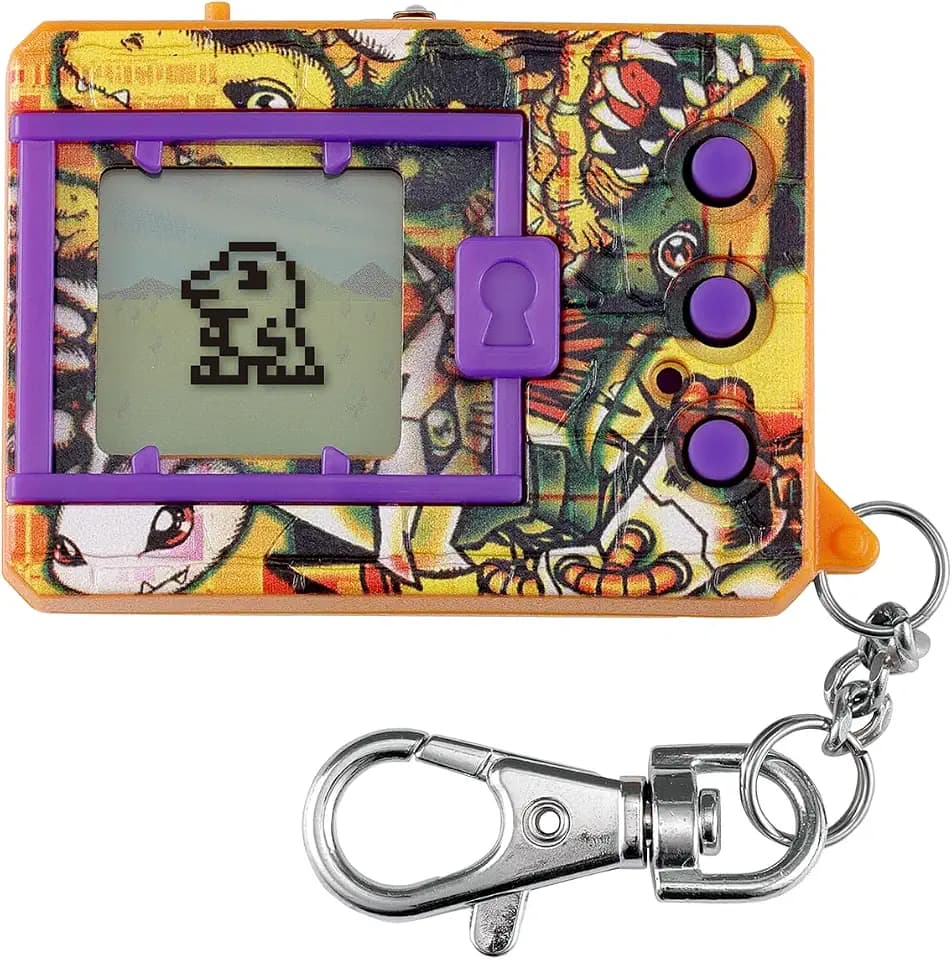 Digimon Original – Digivolution Agumon – Elektronisches virtuelles Monster, Interaktives Handspiel mit Entwicklung & Kampf – Orange Violett – Batterie enthalten – Spielzeug ab 8 Jahren – Bandai –61133