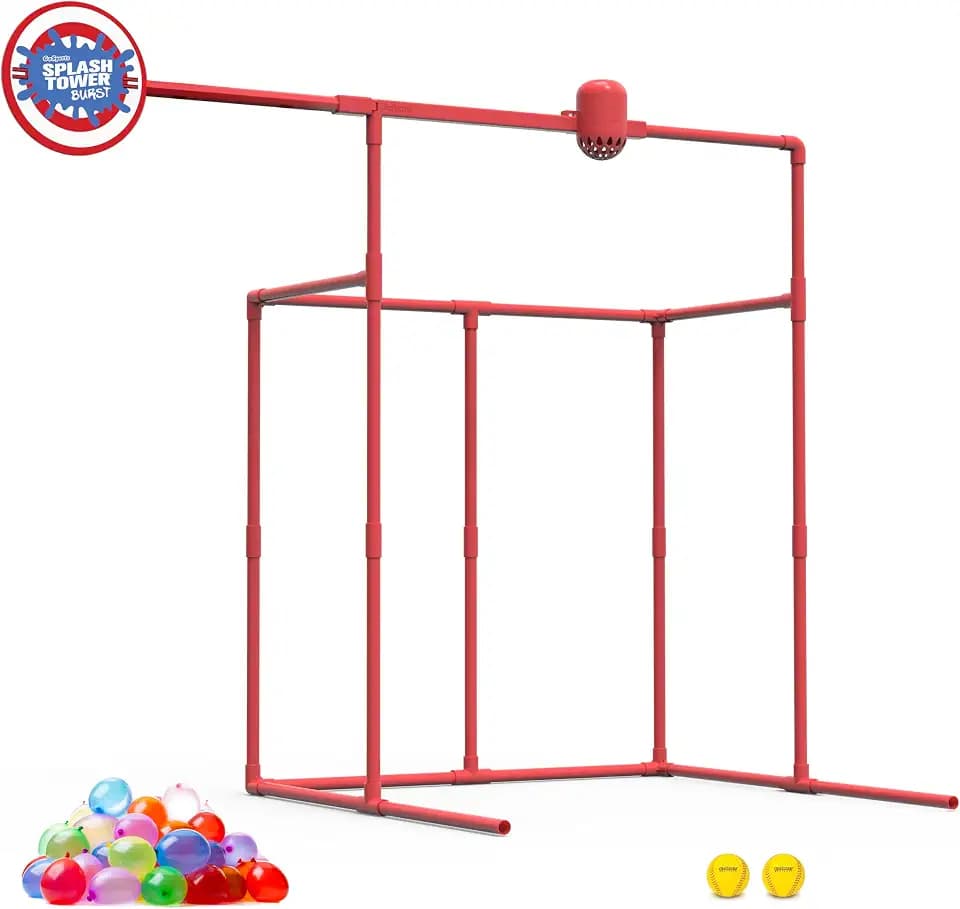 GoSports Backyard Water Toy Game for Kids & Family - Carnival-Style Splash Tower Dunk Tank with Water Balloons - Safe Design and Durable Weather-Resistant Construction - Ages 8 and Up