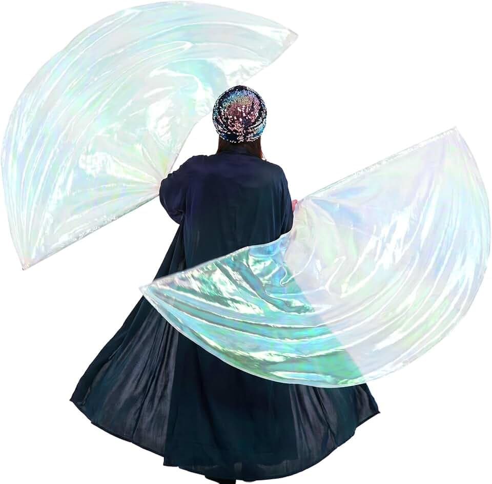 2 Pcs 74'' x 55" Worship Flags Set with Flex Rods & Bag, Transparent Praise Dance Flags for Dance Church, Angel Wing Dance Flags for Religious Activities Stage Performance, Banderas de Danza