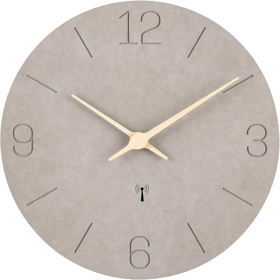 Wand Funkuhr MDF Holz Wanduhr Ohne Tickgeräusche Vintage 30cm