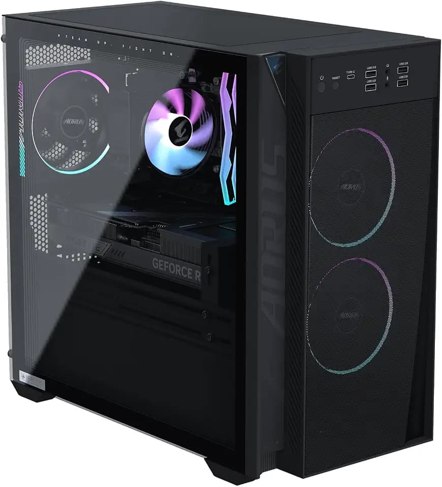 GIGABYTE AORUS Prime 3 Gaming Desktop PC, AMD Ryzen™ 7 8700F Processor, RTX 5060 WINDFORCE MAX OC 8G, 16GB DDR5 RAM, 1TB PCIe 4.0 M.2 NVMe SSD, Windows 11 Home, Black