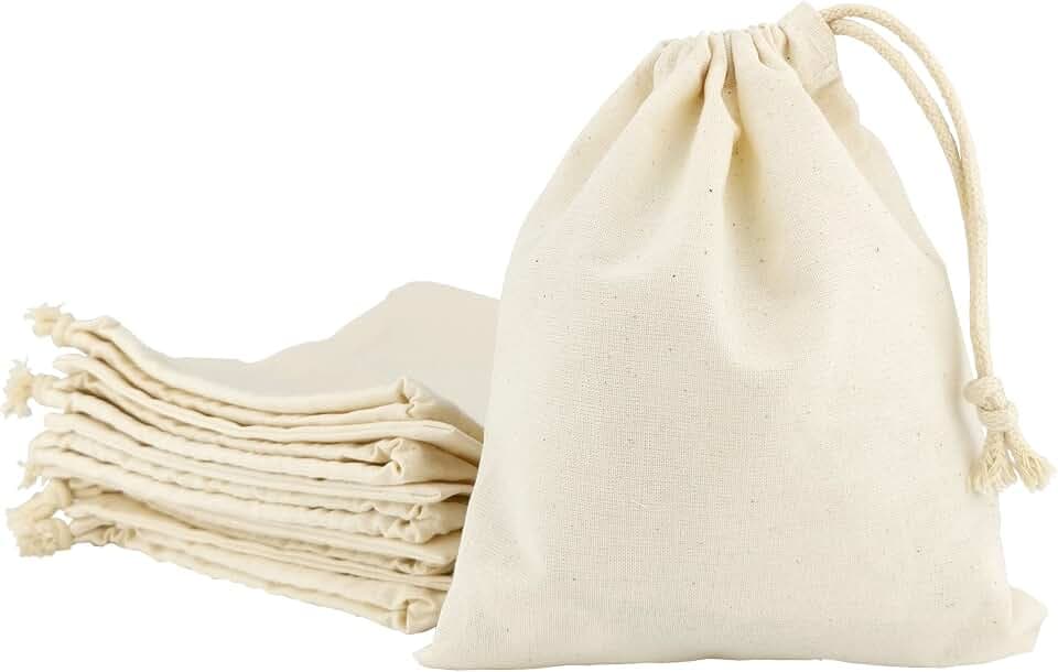 IDEA Home Baumwolle Kleine Beutel mit Kordelzug 10 Stück - Baumwollsäckchen 17 x 20 cm - Geschenktüten Baumwoll Säckchen Klein - Baumwollbeutel für Schmuck, Hochzeit, Weihnachten