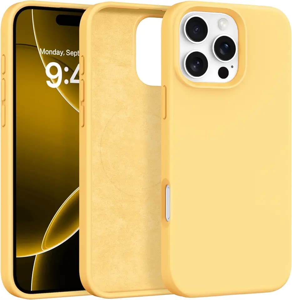 BENTOBEN Magnetic for iPhone 16 Pro Max Case 6.9", Compatible with Magsafe Silky Liquid Silicone Slim Soft Full-Body Shockproof Protective Women Girl Men Phone Cover for iPhone 16 Pro Max, Yellow